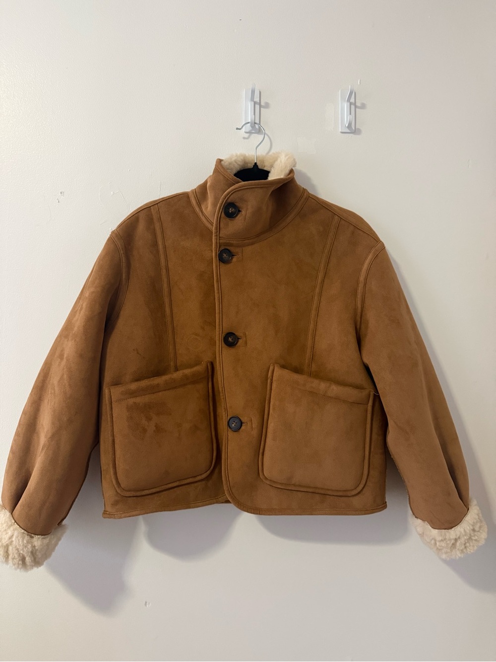 Zara Suede Shearling Reversible Double-Faced Sherpa Jacket - Picture 9 of 13